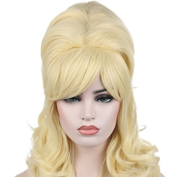 Blonde Long Curly Wavy Beehive Wig - Picture 4 of 7